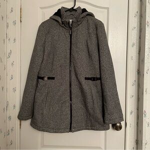 Liz Claiborne Charcoal Knit Jacket with detatachable hood